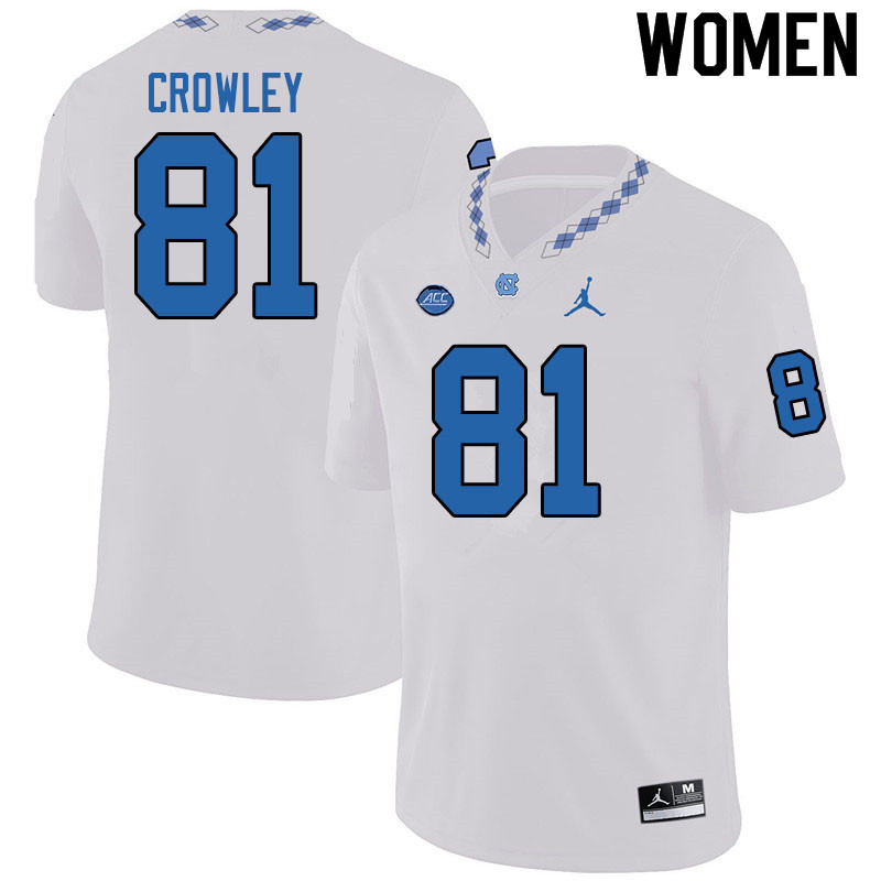 Jordan Brand Women #81 Will Crowley North Carolina Tar Heels College Football Jerseys Sale-White